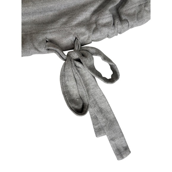 Gray "Be Happy" Embroidered Long Sleeve Tie Hem Pullover Sweatshirt Women's M - Picture 3 of 3